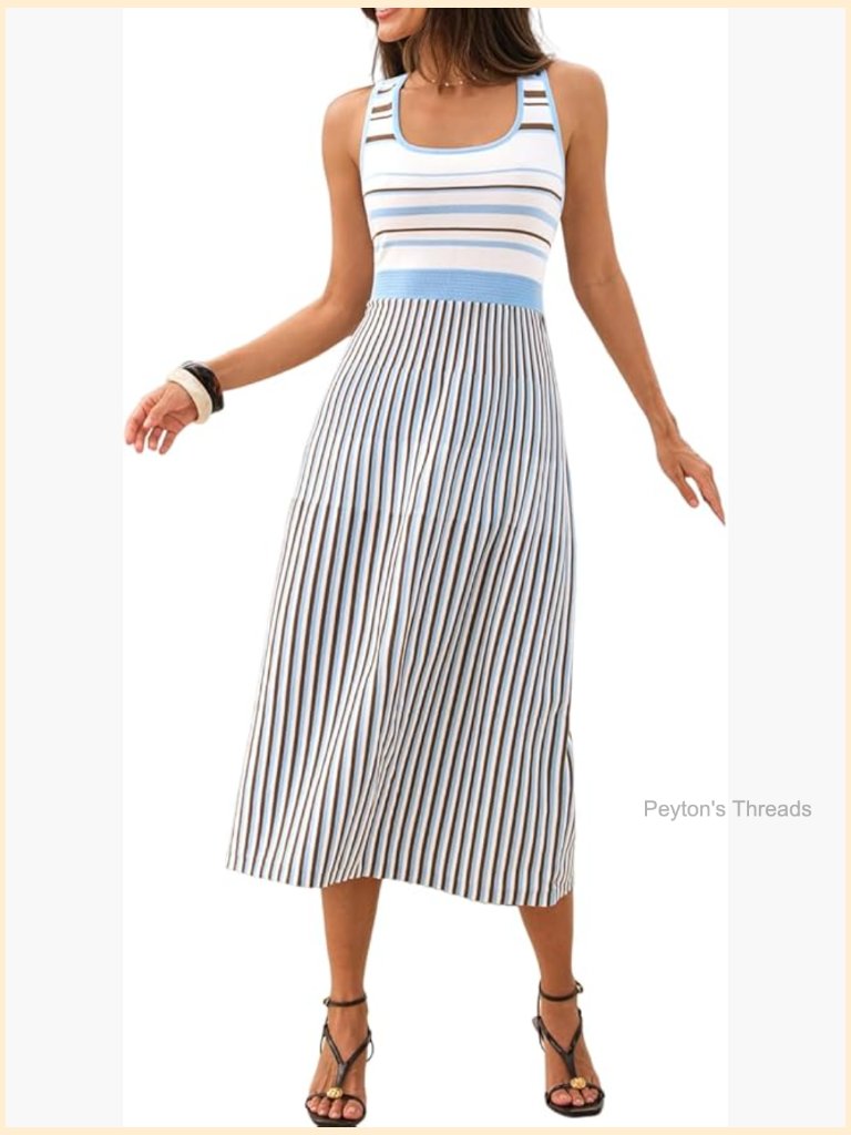 Knit Square Neck Wide Strap Backless High Waist Pleated Midi Dress